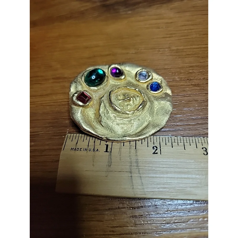 Vintage‎ MCM Cosmo Panorama Hidden Face Rhinestone Cabochon Brooch Atomic